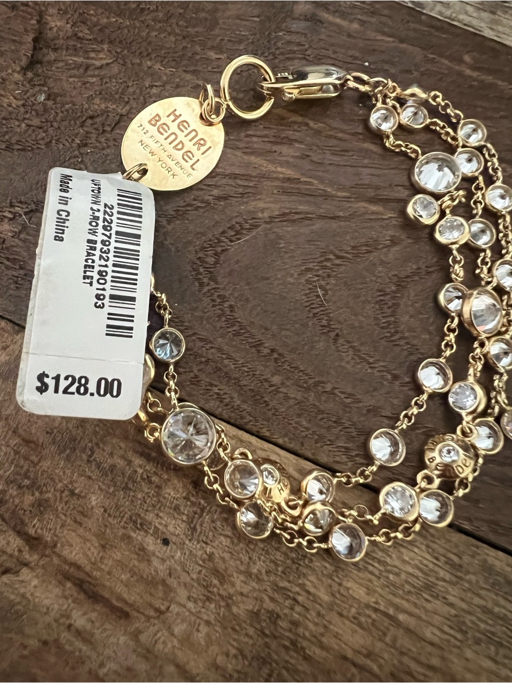 Henri Bendel Gold bracelet with Clear Crystals Multi-Strand - Picture 4 of 4